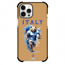 Rugby World Cup France 2023 Italy National Rugby Union Phone Case For iPhone and Samsung Galaxy Devices - Bear Running On Brown Background