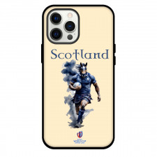 Rugby World Cup France 2023 Scotland National Rugby Union Phone Case For iPhone and Samsung Galaxy Devices - Horse Running On Beige Background