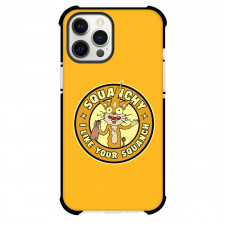 Rick And Morty Squanchy Phone Case For iPhone Samsung Galaxy Pixel OnePlus Vivo Xiaomi Asus Sony Motorola Nokia - Squanchy On Round Sticker On Orange Background
