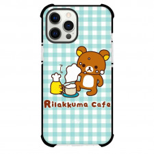 Rilakkuma Case For iPhone Samsung Galaxy Pixel OnePlus Vivo Xiaomi Asus Sony Motorola Nokia - Rilakkuma and Kiirotori Cafe Blue Checkered Pattern