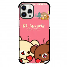 Rilakkuma Case For iPhone Samsung Galaxy Pixel OnePlus Vivo Xiaomi Asus Sony Motorola Nokia - Rilakkuma and Korilakkuma Wearing Red Gloves Pink Background