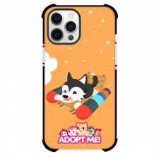 Roblox Adopt Me Wolf Phone Case For iPhone And Samsung Galaxy Devices - Wolf Cartoon Art On Orange Background