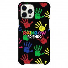 Roblox Rainbow Friends Phone Case For iPhone And Samsung Galaxy Devices - Rainbow Friends Logo On Hand Print Background