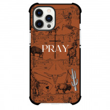 Rodeo Cowboy Phone Case For iPhone Samsung Galaxy Pixel OnePlus Vivo Xiaomi Asus Sony Motorola Nokia - Cowboy Pray Poster on Orange Background