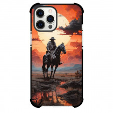 Rodeo Cowboy Phone Case For iPhone Samsung Galaxy Pixel OnePlus Vivo Xiaomi Asus Sony Motorola Nokia - Cowboy Riding With Wild West Sunset Background