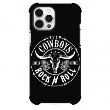 Rodeo Cowboy Phone Case For iPhone Samsung Galaxy Pixel OnePlus Vivo Xiaomi Asus Sony Motorola Nokia - Cowboy White Rock And Rol Logo on BlackBackground
