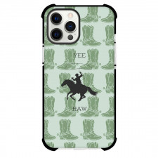 Rodeo Cowboy Phone Case For iPhone Samsung Galaxy Pixel OnePlus Vivo Xiaomi Asus Sony Motorola Nokia - Cowboy YEE HAW On Green Boots Pattern Background