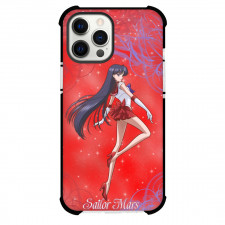 Sailor Moon Mars Phone Case For iPhone Samsung Galaxy Pixel OnePlus Vivo Xiaomi Asus Sony Motorola Nokia - Sailor Mars Dance Step with Long Hairs on Red Background