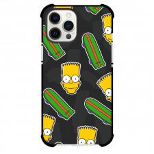 The Simpsons Bart Phone Case For iPhone and Samsung Galaxy Devices - Bart Avatar And Skateboard Pattern Art On Black Background