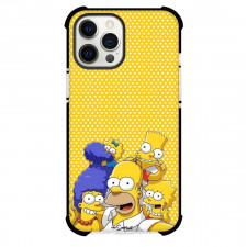 The Simpsons Phone Case For iPhone and Samsung Galaxy Devices - The Simpsons Family On Polka Dot Yellow Background
