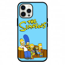 The Simpsons Phone Case For iPhone and Samsung Galaxy Devices - The Simpsons Family Sitting On Sofa Blue Background