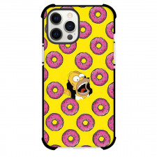 The Simpsons Homer Phone Case For iPhone and Samsung Galaxy Devices - Homer Avatar On Doughnut Pattern Art Yellow Background