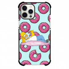 The Simpsons Homer Phone Case For iPhone and Samsung Galaxy Devices - Homer Laying On Doughnut Pattern Art
