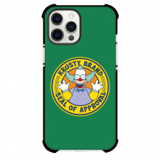 The Simpsons Krusty The Clown Phone Case For iPhone and Samsung Galaxy Devices - Krusty The Clown Seal Of Approval Logo On Green Background