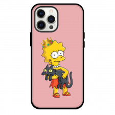 The Simpsons Lisa Phone Case For iPhone and Samsung Galaxy Devices - Lisa Holding Snowball On Pink Background