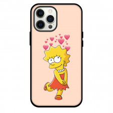 The Simpsons Lisa Phone Case For iPhone and Samsung Galaxy Devices - Lisa Standing And Love Emoji On Beige Background