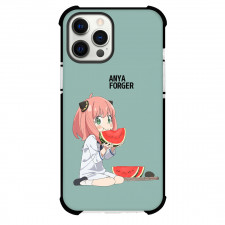 Spy X Family Anya Forger Phone Case For iPhone and Samsung Galaxy Devices - Anya Forger Eating Watermelon On Green Background