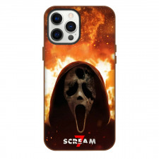 Scream 7 Ghostface Phone Case For iPhone Samsung Galaxy Pixel OnePlus Vivo Xiaomi Asus Sony Motorola Nokia - Ghostface Portrait Series Poster Fire Burning Background