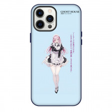 SHIBOYUGI Playing Death Games to Put Food On The Table Momono Phone Case For iPhone Samsung Galaxy Pixel OnePlus Vivo Xiaomi Asus Sony Motorola Nokia - Momono Standing Anime Art On Sky Blue Background
