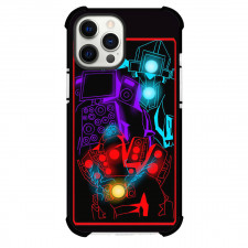 Skibidi Toilet Phone Case For iPhone Samsung Galaxy Pixel OnePlus Vivo Xiaomi Asus Sony Motorola Nokia - Skibidi Toilet Character Neon Effecf On Black Background