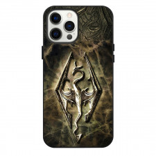 The Elder Scrolls V Skyrim Phone Case For iPhone Samsung Galaxy Pixel OnePlus Vivo Xiaomi Asus Sony Motorola Nokia - The Elder Scrolls V Skyrim Game Logo Black And Gold Background