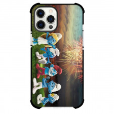 The Smurfs Case For iPhone Samsung Galaxy Pixel OnePlus Vivo Xiaomi Asus Sony Motorola Nokia - Characters Enjoying Fireworks Background