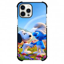 The Smurfs Case For iPhone Samsung Galaxy Pixel OnePlus Vivo Xiaomi Asus Sony Motorola Nokia - Smurf And Snoopy Shaking Hands Illustration Art