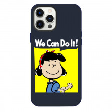 Snoopy Lucy Phone Case For iPhone and Samsung Galaxy Devices - Lucy We Can Do It Poster In Navy Background