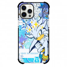 Sonic The Hedgehog Silver The Hedgehog Phone Case For iPhone and Samsung Galaxy Devices - Silver The Hedgehog Collage Blue Background