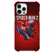 Spider man 2 Phone Case For iPhone and Samsung Galaxy Devices - Miles And Peter Poster Red Background