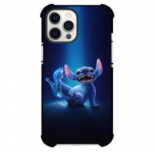 Lilo & Stitch Phone Case For iPhone Samsung Galaxy Pixel OnePlus Vivo Xiaomi Asus Sony Motorola Nokia - Stitch Wearing Glass Slipper Black Blue Background