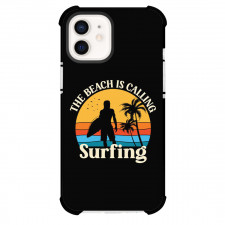 Surfing Phone Case For iPhone Samsung Galaxy Pixel OnePlus Vivo Xiaomi Asus Sony Motorola Nokia - Surfing The Beach is Calling Silhouette Illustration Art On Black Background