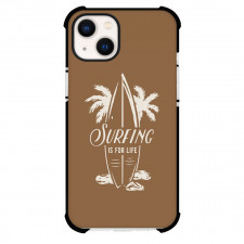 Surfing Phone Case For iPhone Samsung Galaxy Pixel OnePlus Vivo Xiaomi Asus Sony Motorola Nokia - Surfing is For Life Vector Art On Brown Background