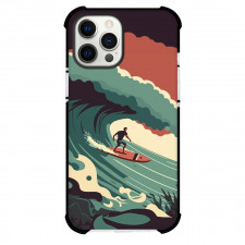 Surfing Phone Case For iPhone Samsung Galaxy Pixel OnePlus Vivo Xiaomi Asus Sony Motorola Nokia - Surfing Man Surfing On Big Wave Minimalist Art Poster