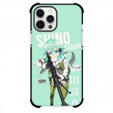 Sword Art Online Sinon Phone Case For iPhone Samsung Galaxy Pixel OnePlus Vivo Xiaomi Asus Sony Motorola Nokia - Sinon Holding Weapon Aqua Background