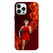 Aryna Sabalenka Phone Case For iPhone Samsung Galaxy Pixel OnePlus Vivo Xiaomi Asus Sony Motorola Nokia - Aryna Sabalenka Wearing Red With Fire and Red Color in Background