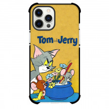 Tom and Jerry Phone Case For iPhone Samsung Galaxy Pixel OnePlus Vivo Xiaomi Asus Sony Motorola Nokia - Tom and Jerry 1980 Comics Poster Yellow Background
