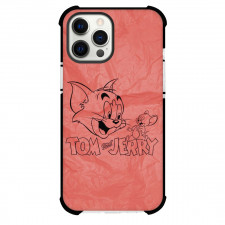 Tom and Jerry Phone Case For iPhone Samsung Galaxy Pixel OnePlus Vivo Xiaomi Asus Sony Motorola Nokia - Tom and Jerry Cartoon Art Pink Paper Background