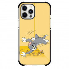 Tom and Jerry Phone Case For iPhone Samsung Galaxy Pixel OnePlus Vivo Xiaomi Asus Sony Motorola Nokia - Tom and Jerry Chasing Scene Yellow Background