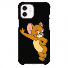 Tom and Jerry Jerry Phone Case For iPhone Samsung Galaxy Pixel OnePlus Vivo Xiaomi Asus Sony Motorola Nokia - Jerry Grumpy Standing Hands on the Wall Black Background