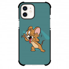 Tom and Jerry Jerry Phone Case For iPhone Samsung Galaxy Pixel OnePlus Vivo Xiaomi Asus Sony Motorola Nokia - Jerry Silly Face Tongue Out Blue Green Background