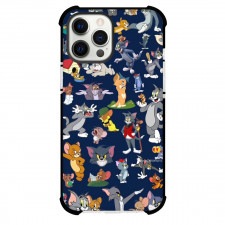 Tom and Jerry Phone Case For iPhone Samsung Galaxy Pixel OnePlus Vivo Xiaomi Asus Sony Motorola Nokia - Tom and Jerry Poses Collage Navy Blue Background