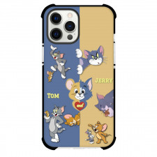 Tom and Jerry Phone Case For iPhone Samsung Galaxy Pixel OnePlus Vivo Xiaomi Asus Sony Motorola Nokia - Tom and Jerry Poses Portrait Gray Yellow Background