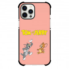 Tom and Jerry Phone Case For iPhone Samsung Galaxy Pixel OnePlus Vivo Xiaomi Asus Sony Motorola Nokia - Tom and Jerry Smiling Pink Background