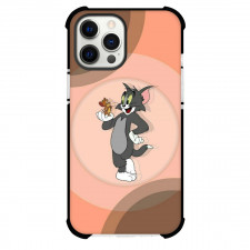 Tom and Jerry Phone Case For iPhone Samsung Galaxy Pixel OnePlus Vivo Xiaomi Asus Sony Motorola Nokia - Tom and Jerry Standing Portrait Pink Brown Background