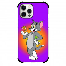 Tom and Jerry Phone Case For iPhone Samsung Galaxy Pixel OnePlus Vivo Xiaomi Asus Sony Motorola Nokia - Tom and Jerry Standing Portrait Yellow Sun Violet Background