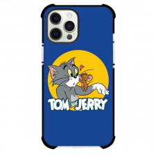 Tom and Jerry Phone Case For iPhone Samsung Galaxy Pixel OnePlus Vivo Xiaomi Asus Sony Motorola Nokia - Tom and Jerry Surprised Kiss Yellow Blue Background