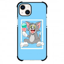 Tom and Jerry Tom Phone Case For iPhone Samsung Galaxy Pixel OnePlus Vivo Xiaomi Asus Sony Motorola Nokia - Tom Happy Holding Ice Cream Light Blue Background