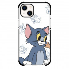 Tom and Jerry Tom Phone Case For iPhone Samsung Galaxy Pixel OnePlus Vivo Xiaomi Asus Sony Motorola Nokia - Tom Pleading Face Line Art Background