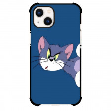 Tom and Jerry Tom Phone Case For iPhone Samsung Galaxy Pixel OnePlus Vivo Xiaomi Asus Sony Motorola Nokia - Tom Suspecting Something Blue Background